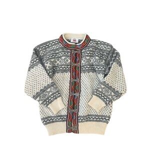 Valhall Norway Vintage Pure Wool Fair Isle Nordic Olympics 1994 Sweater Cardigan